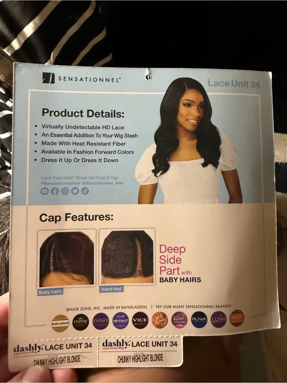 Sensationnel Black Synthetic Lace Front Wig with Blonde Highlights - NWT